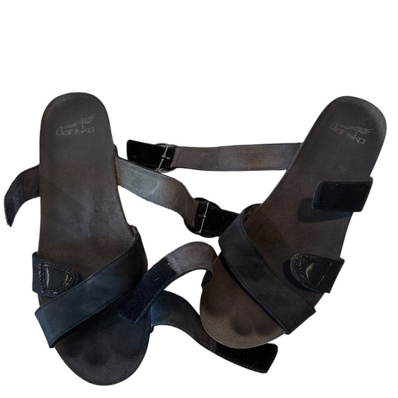 Dansko Susie Milled Black Nubuck Leather Slide Wedge Sandals Size 40 EU S1 - Picture 9 of 10